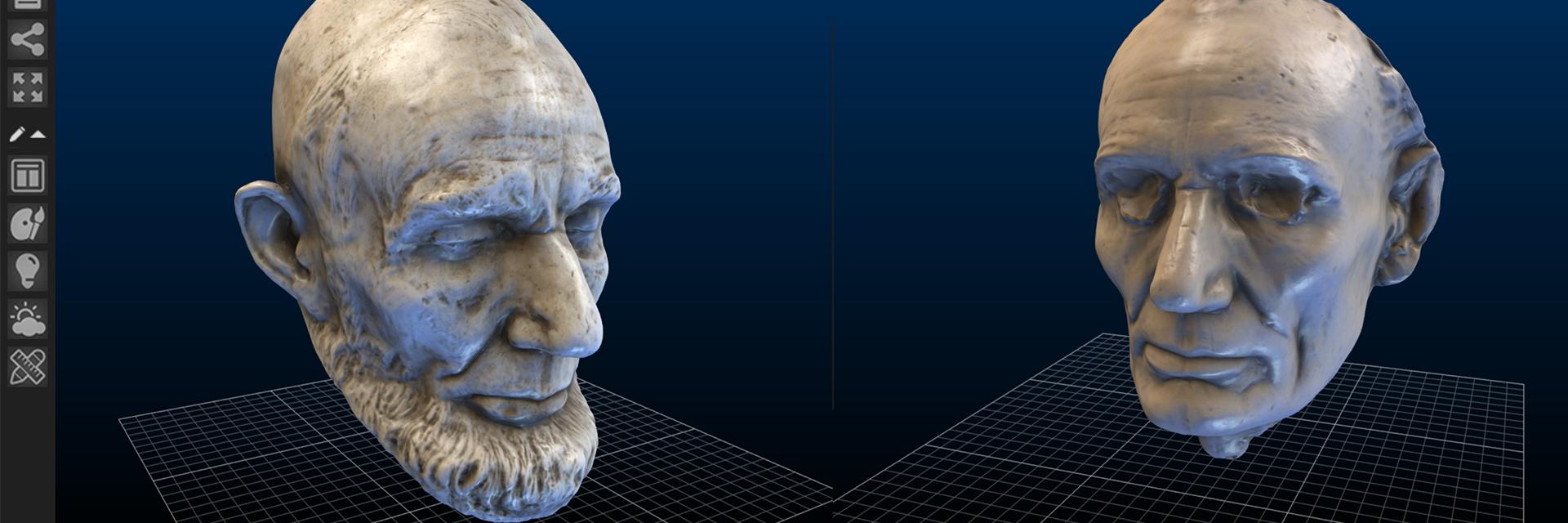 3D model of Lincoln life mask in the 3D Explorer